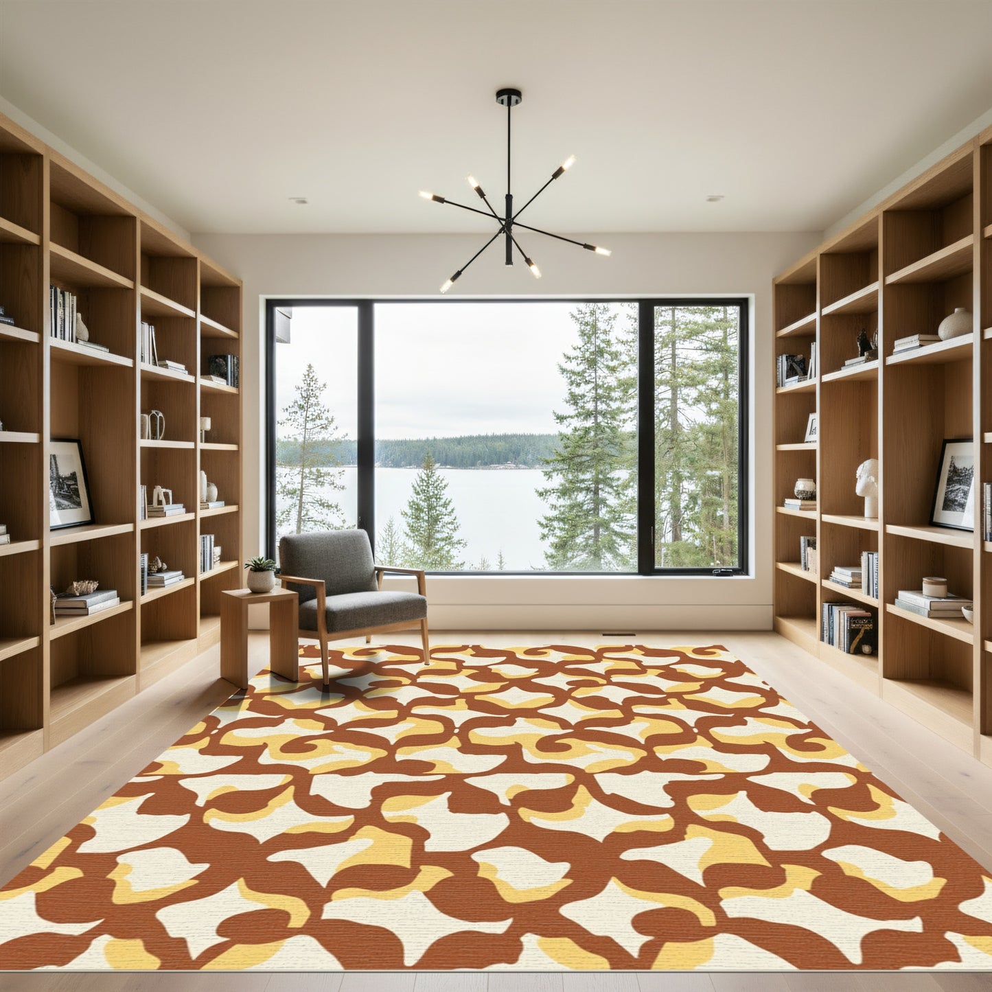 Warm Earth Marbled Abstract Rug