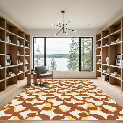 Warm Earth Marbled Abstract Rug