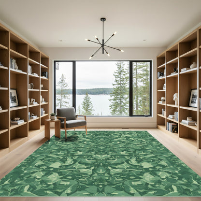 Emerald Green Abstract Organic Flow Rug