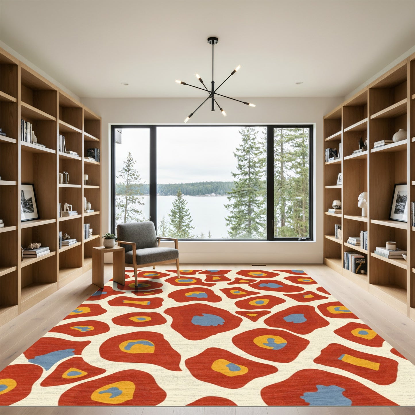 Red Ochre Abstract Animal Spots Rug