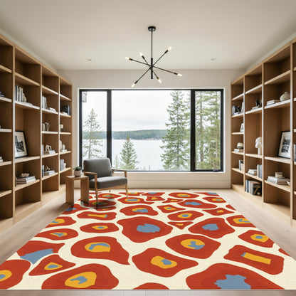 Red Ochre Abstract Animal Spots Rug