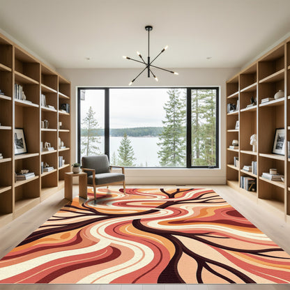 Earthy Swirls Tree Branches Abstract Rug