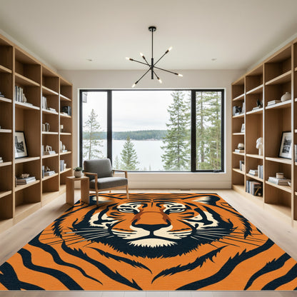 Bold Orange Tiger Face Rug