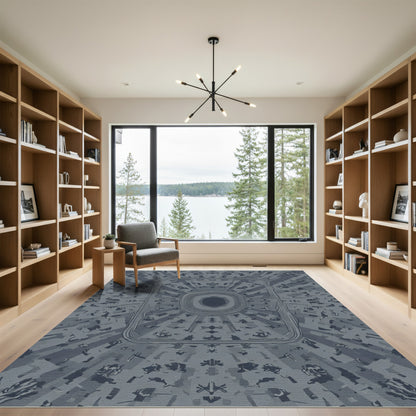 Monochromatic Abstract Radiant Symmetry Rug