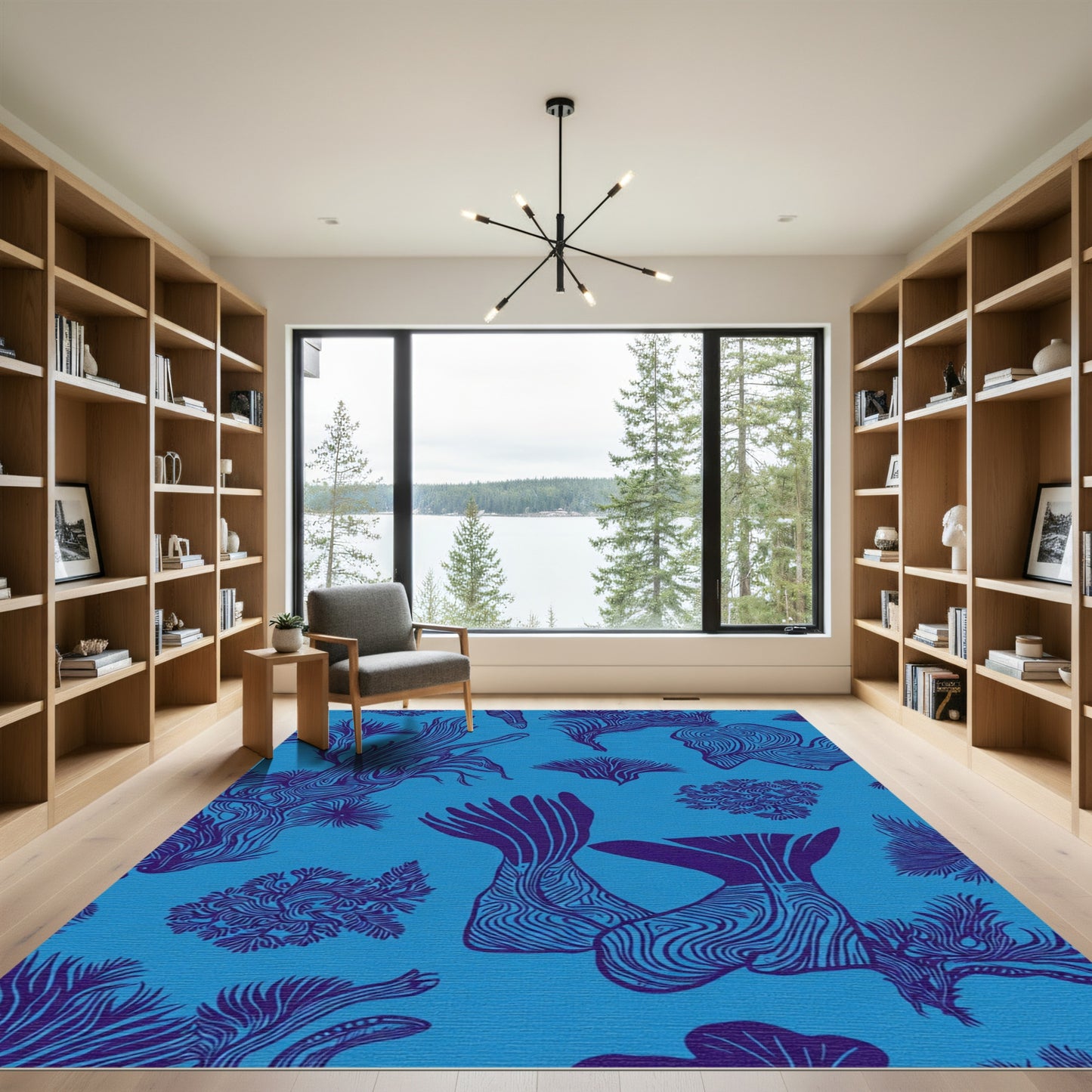 Oceanic Coral Blue Purple Illustration Rug