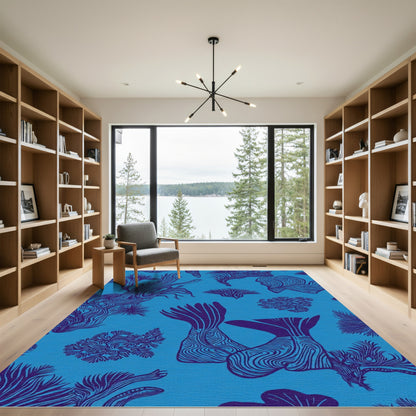 Oceanic Coral Blue Purple Illustration Rug