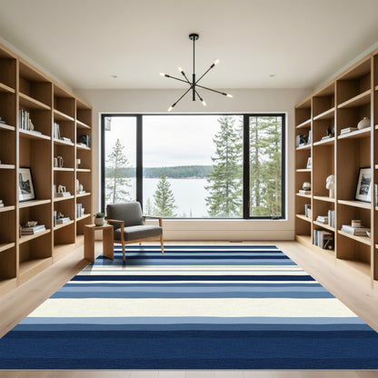 Coastal Stripes Blue Cream Rug