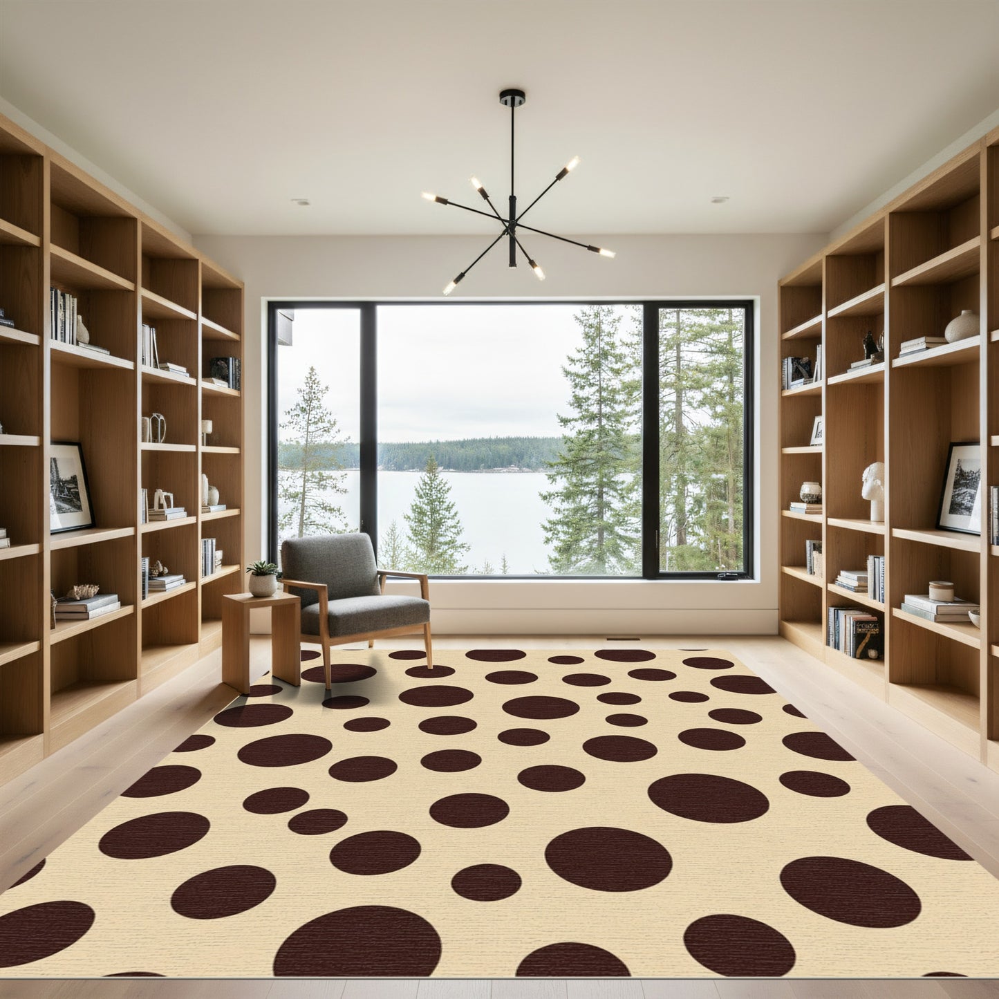 Earth Tone Scattered Circles Pattern Rug