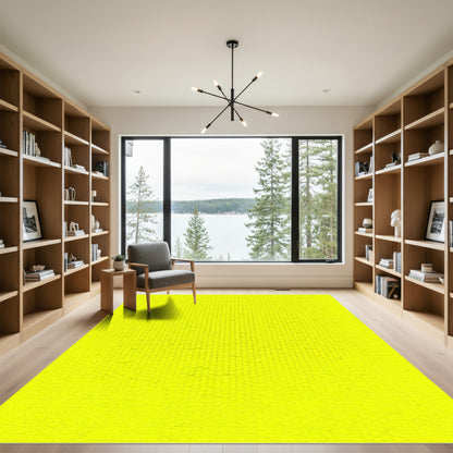 Vibrant Yellow Hexagonal Grid Rug