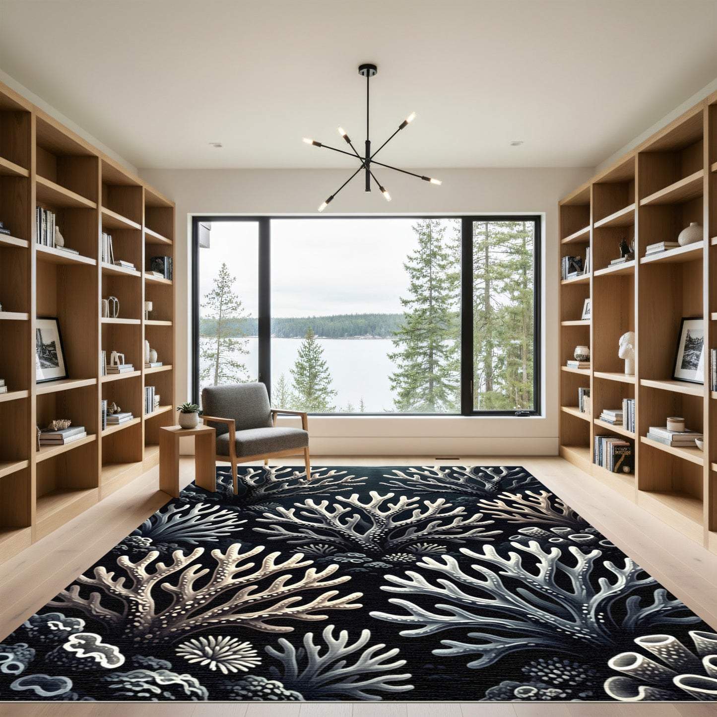 Monochromatic Deep Sea Coral Arrangement Rug