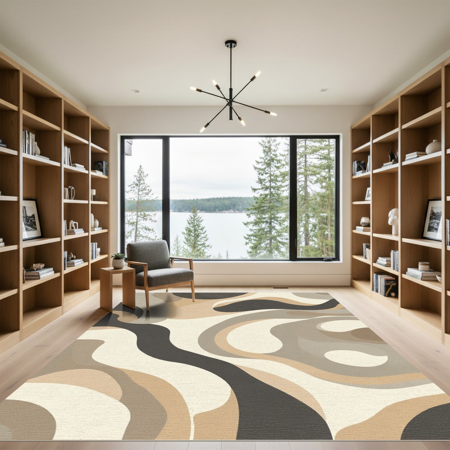 Earthy Swirl Abstract Rug