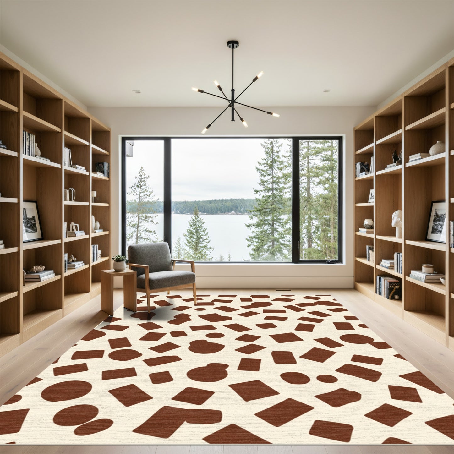 Brown Tan Irregular Shape Scatter Rug
