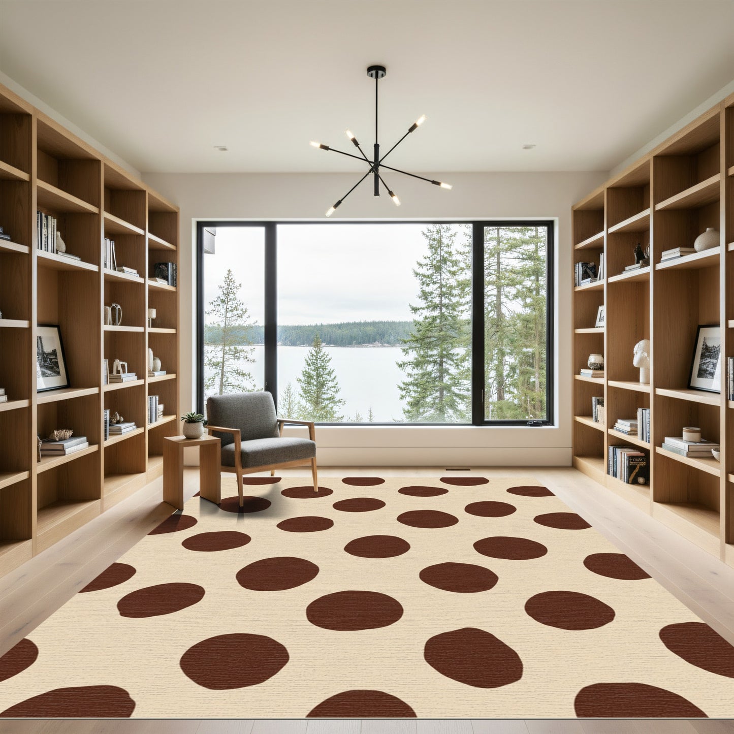 Cocoa Dot Cream Polka Rug