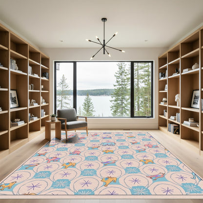 Whimsical animal and floral arrangement Rug