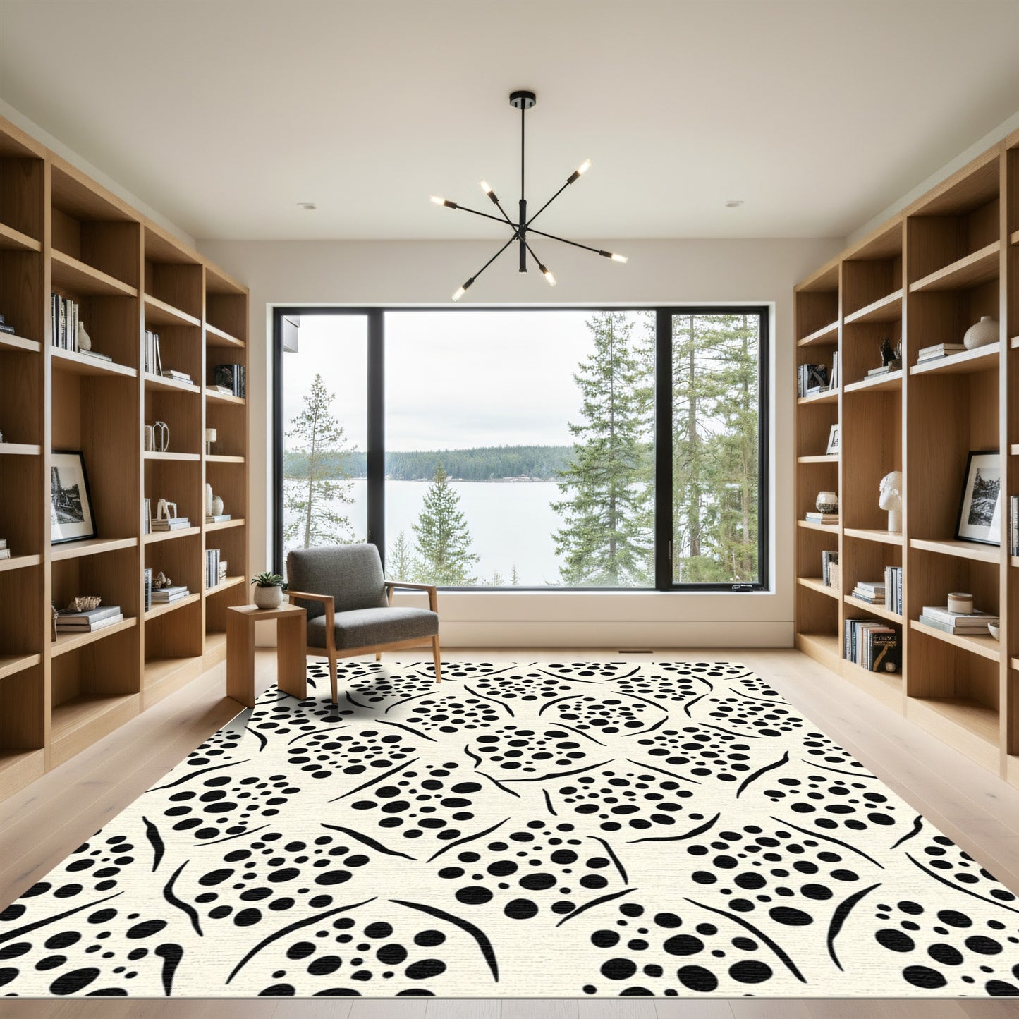 Black Dots Organic Abstract Rug