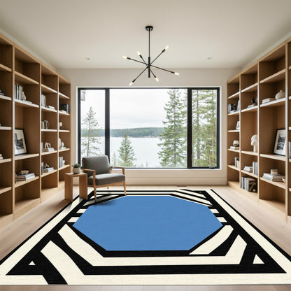 Bold Blue Octagon Stripe Rug