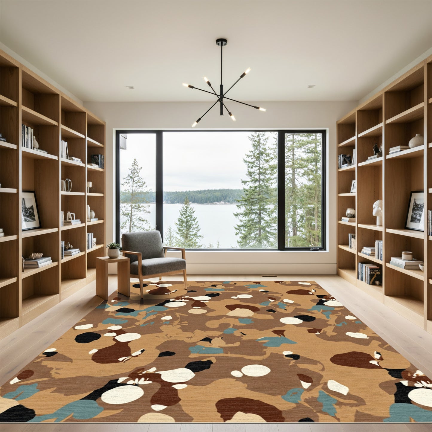 Abstract Earthy Tone Blended Shapes Rug