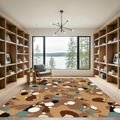 Abstract Earthy Tone Blended Shapes Rug