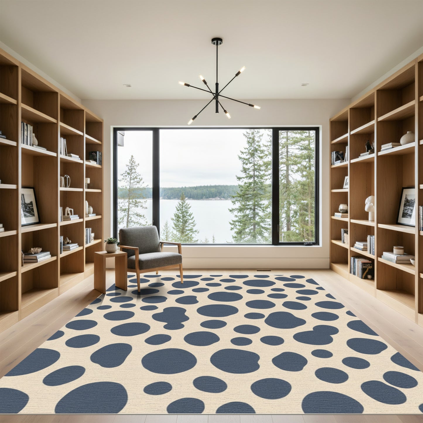 Navy Blue Blob Scatter Rug
