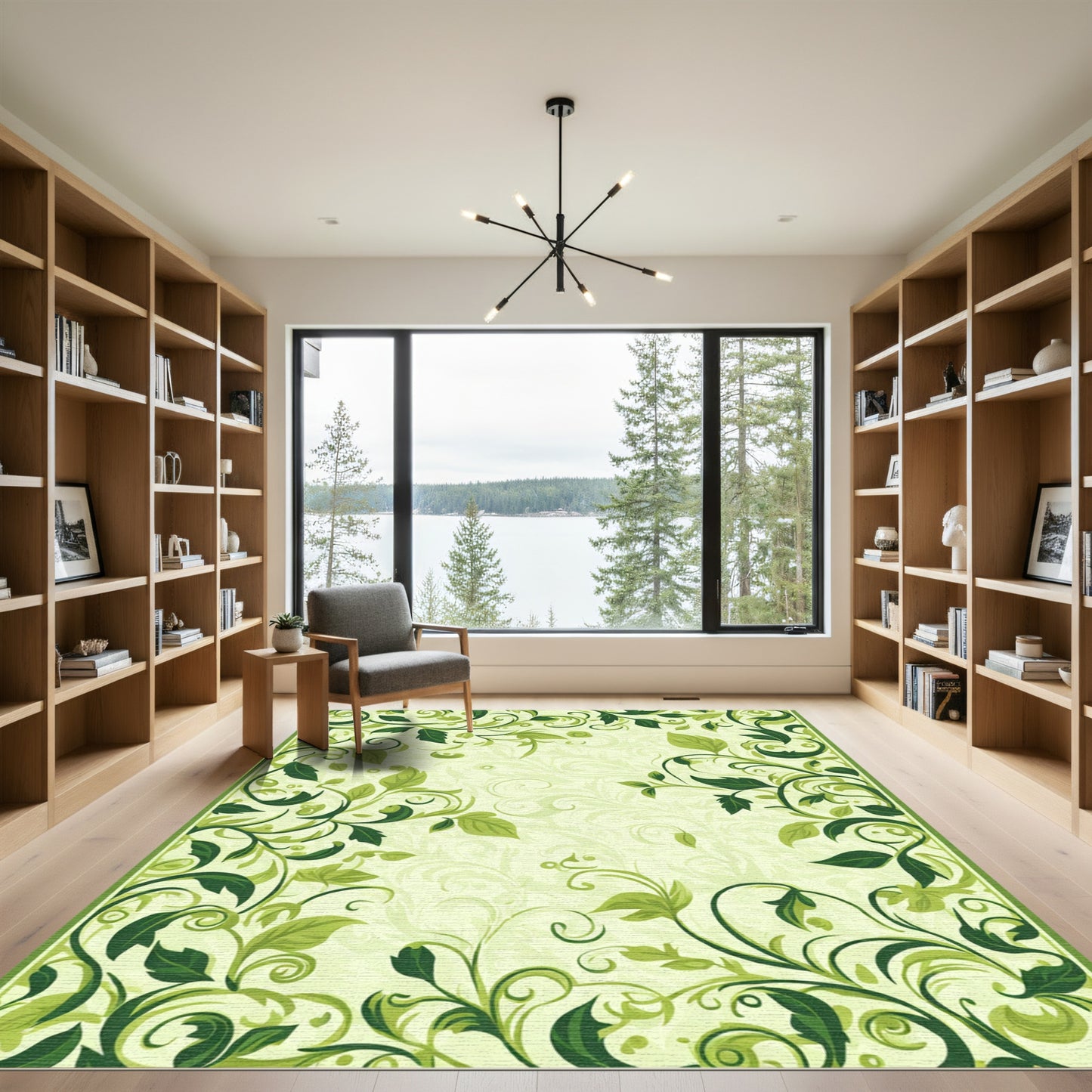 Virensant Scrolling Leaf Garland Rug