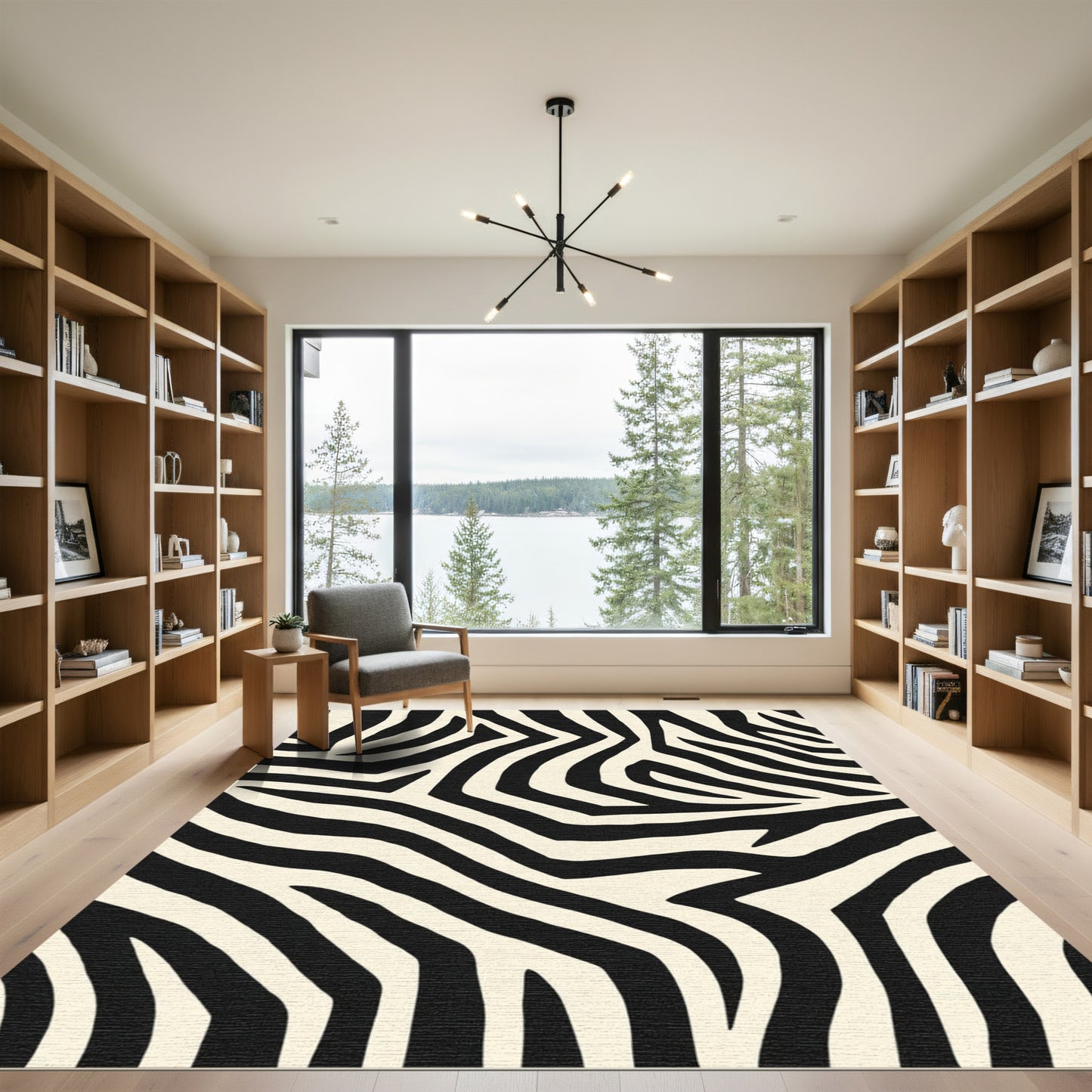 Monochrome Wavy Organic Stripes Rug