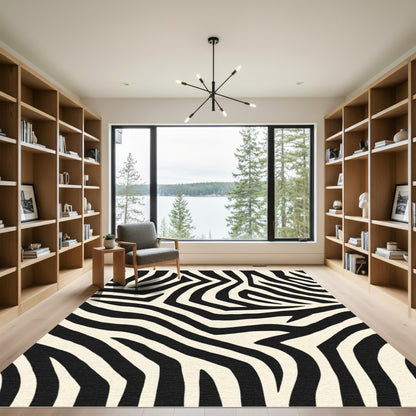 Monochrome Wavy Organic Stripes Rug