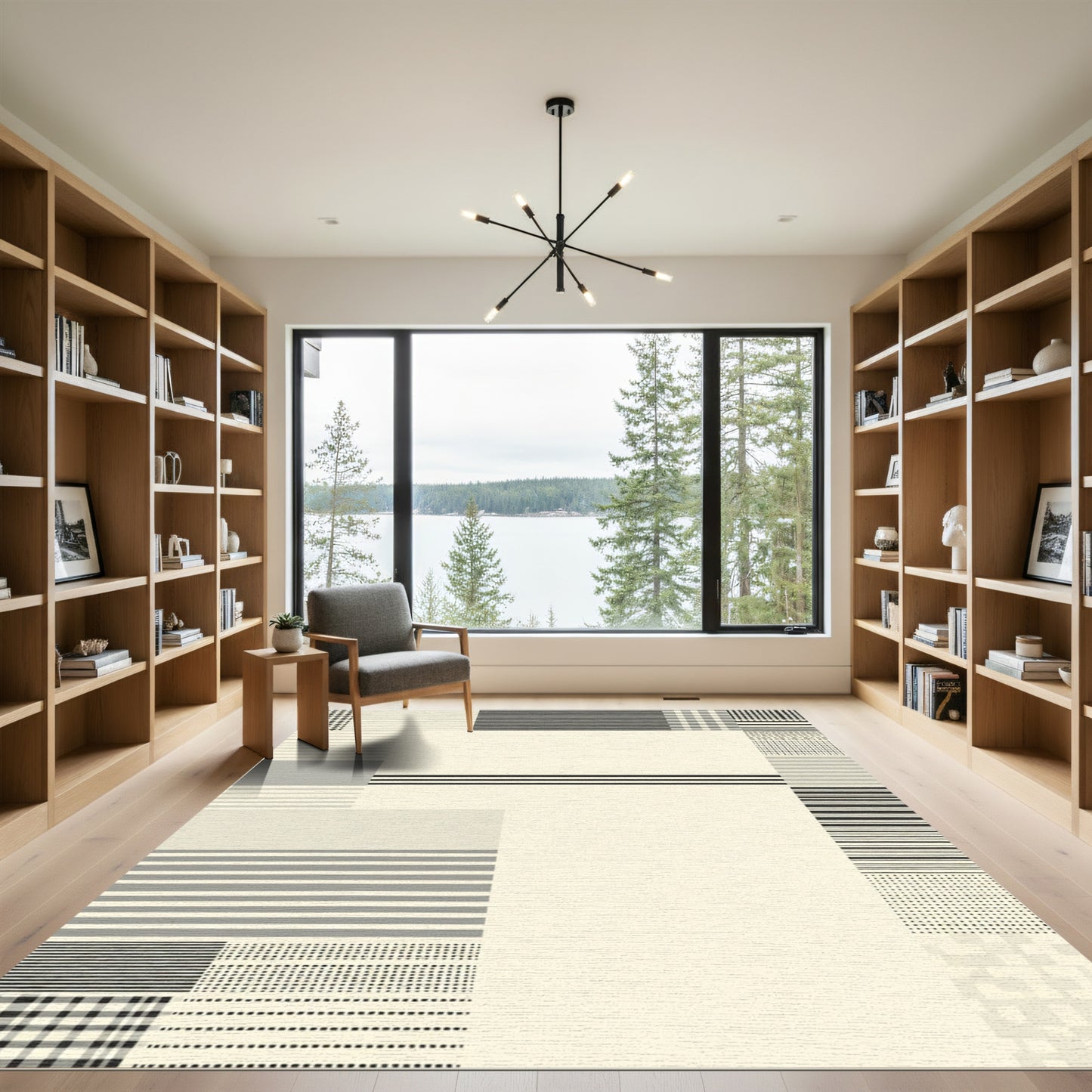 Modern Geometric Stripe and Dot Rug