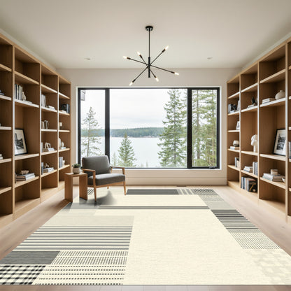 Modern Geometric Stripe and Dot Rug