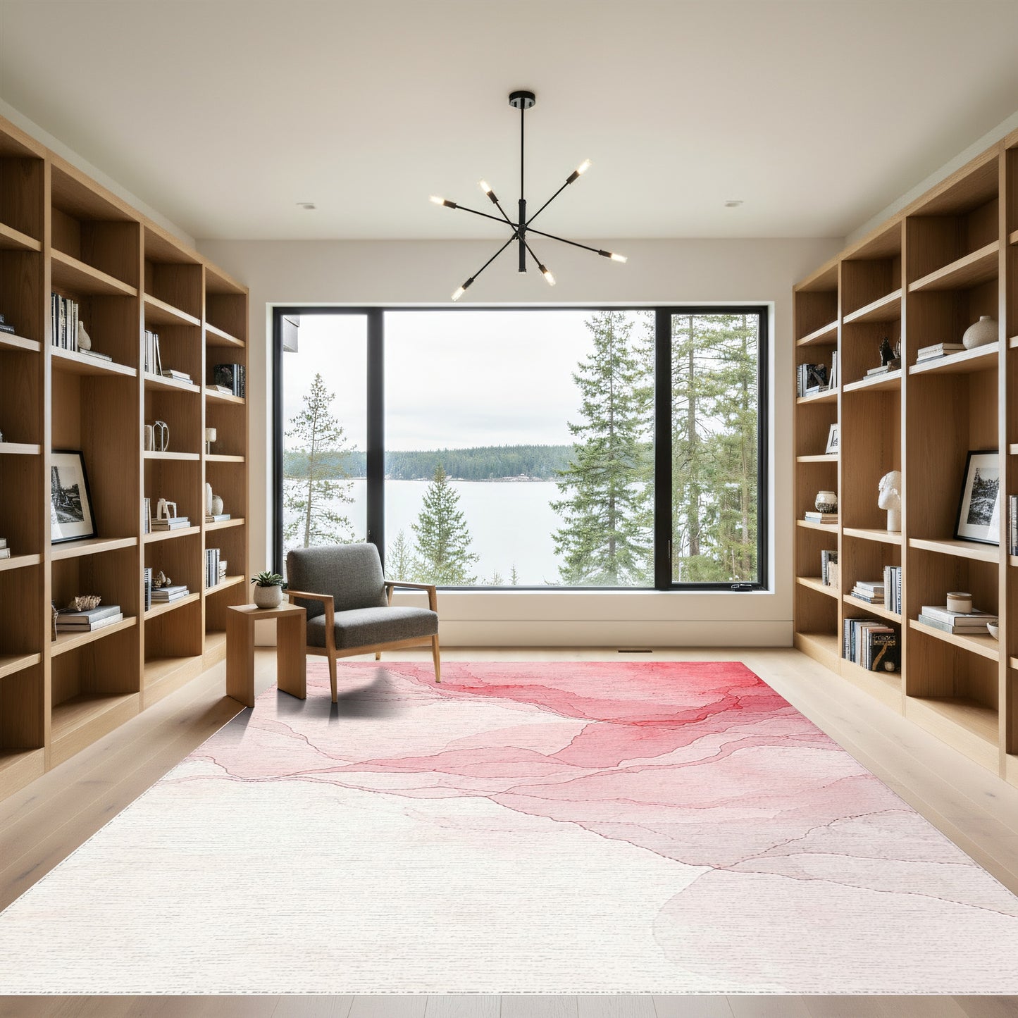 Layered Blush Red Fluid Rug