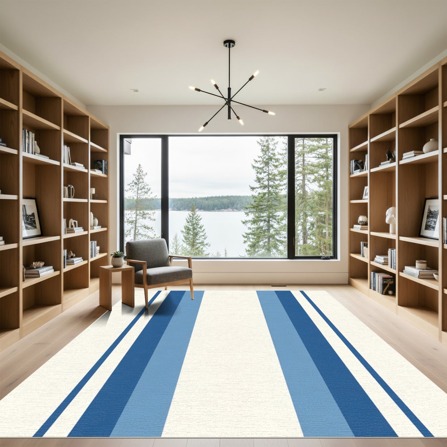 Coastal Blue Vertical Striped Rug