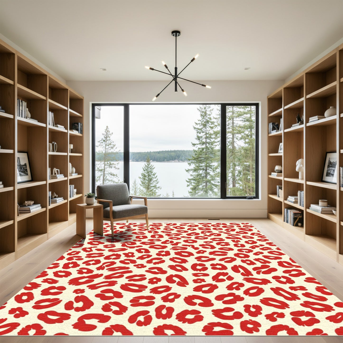 Bold Red Animal Print Spot Rug