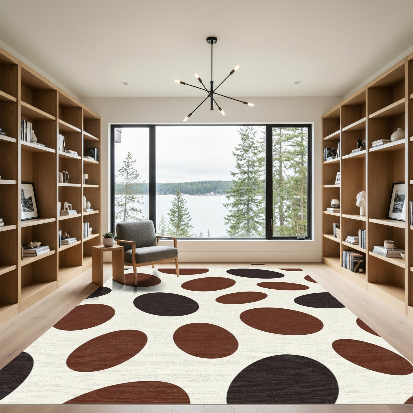 Brown Black Oval Spot Rug