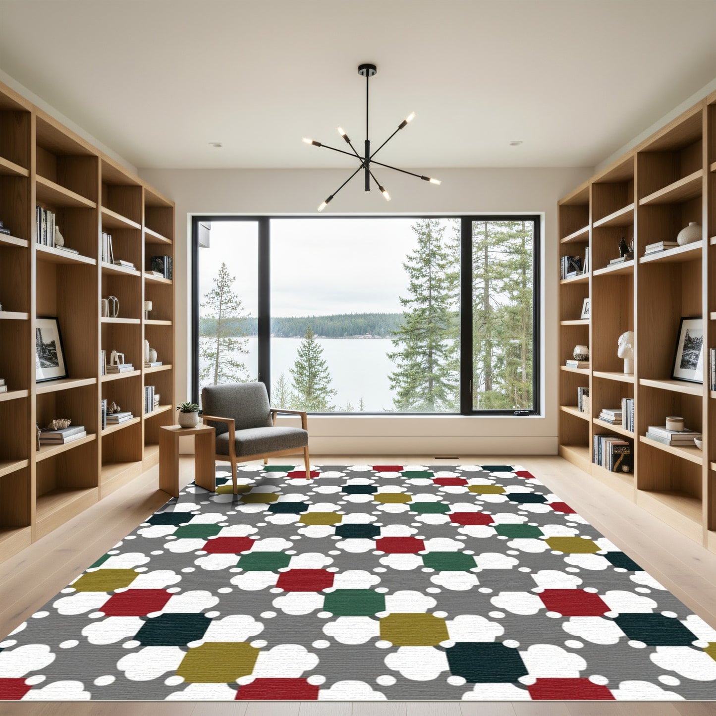 Chic Gray Multi Color Quatrefoil Rug