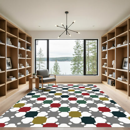 Chic Gray Multi Color Quatrefoil Rug
