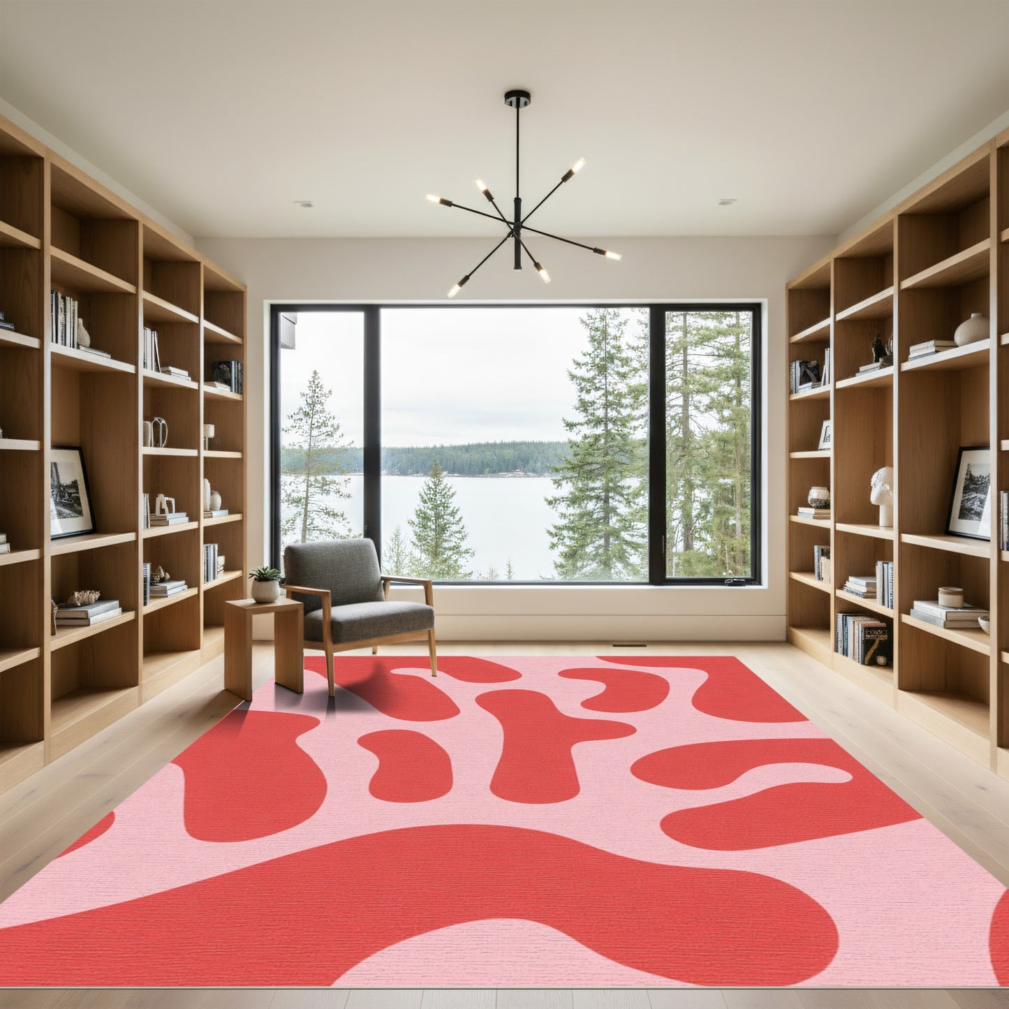 Coral Pink Organic Blob Rug