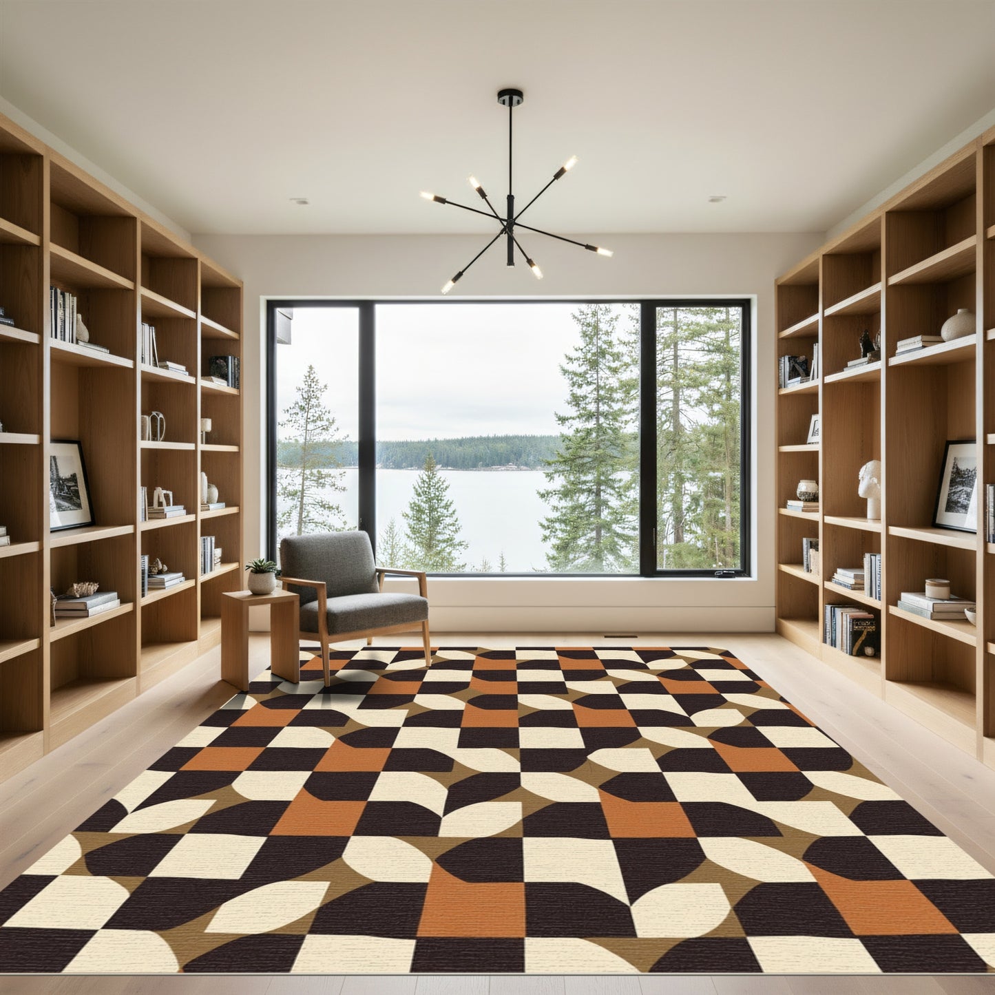 Retro Checkered Squares Interlocking Design Rug