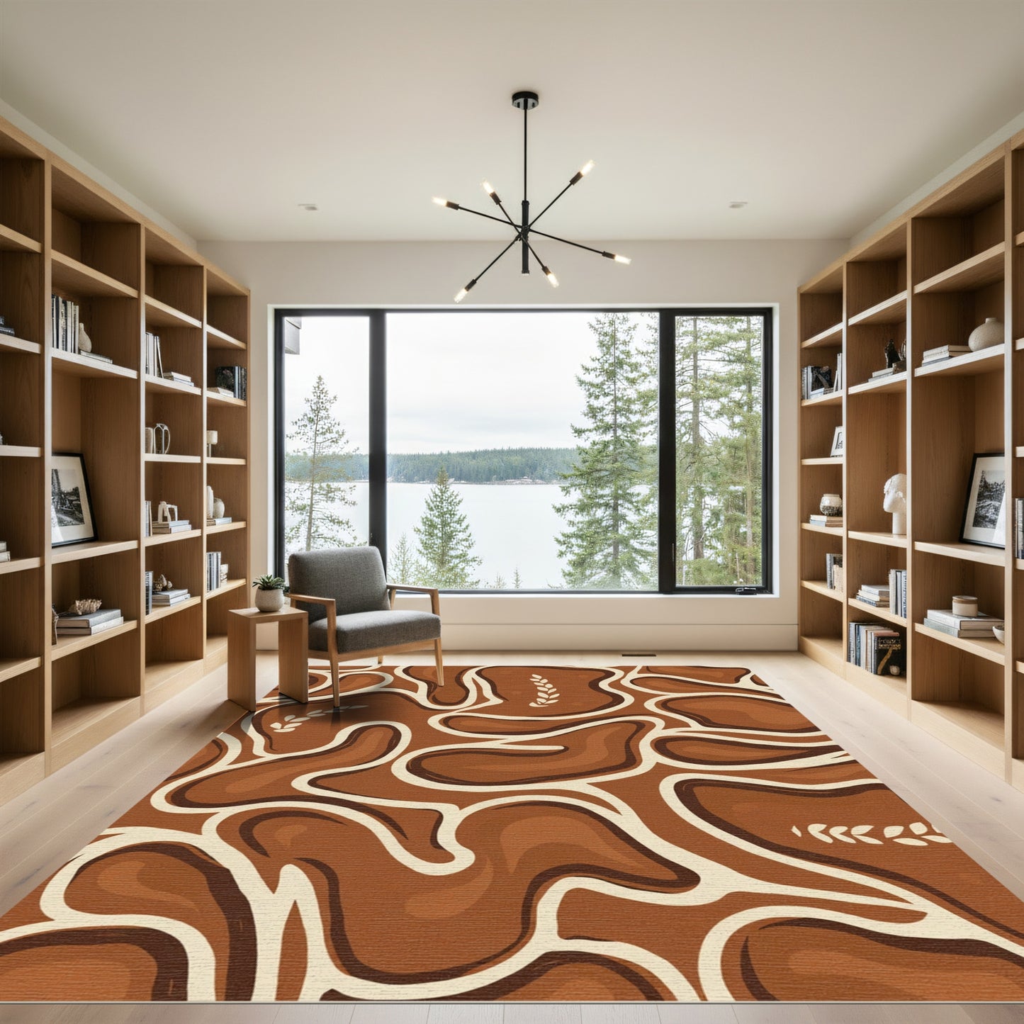 Earthy Tones Organic Abstract Branch Rug
