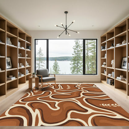 Earthy Tones Organic Abstract Branch Rug