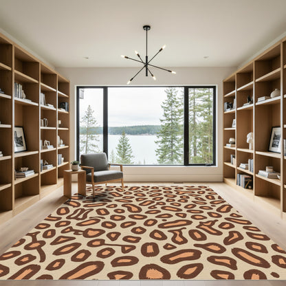 Brown Tan Leopard Spots Rug