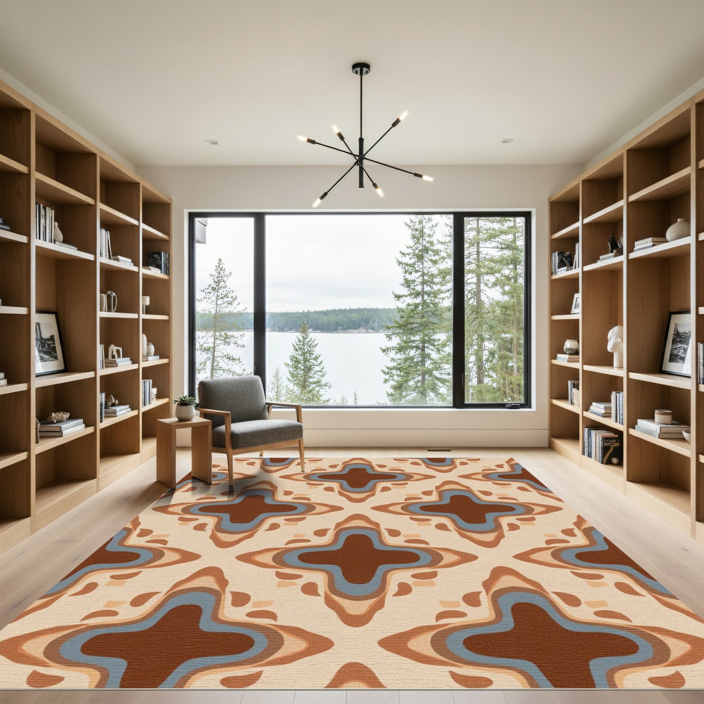 Earthy Geometric Quatrefoil Layers Rug