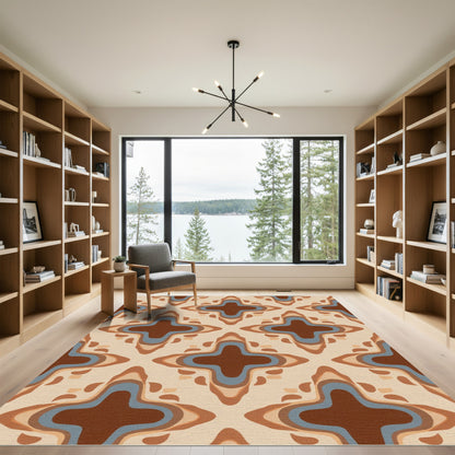 Earthy Geometric Quatrefoil Layers Rug
