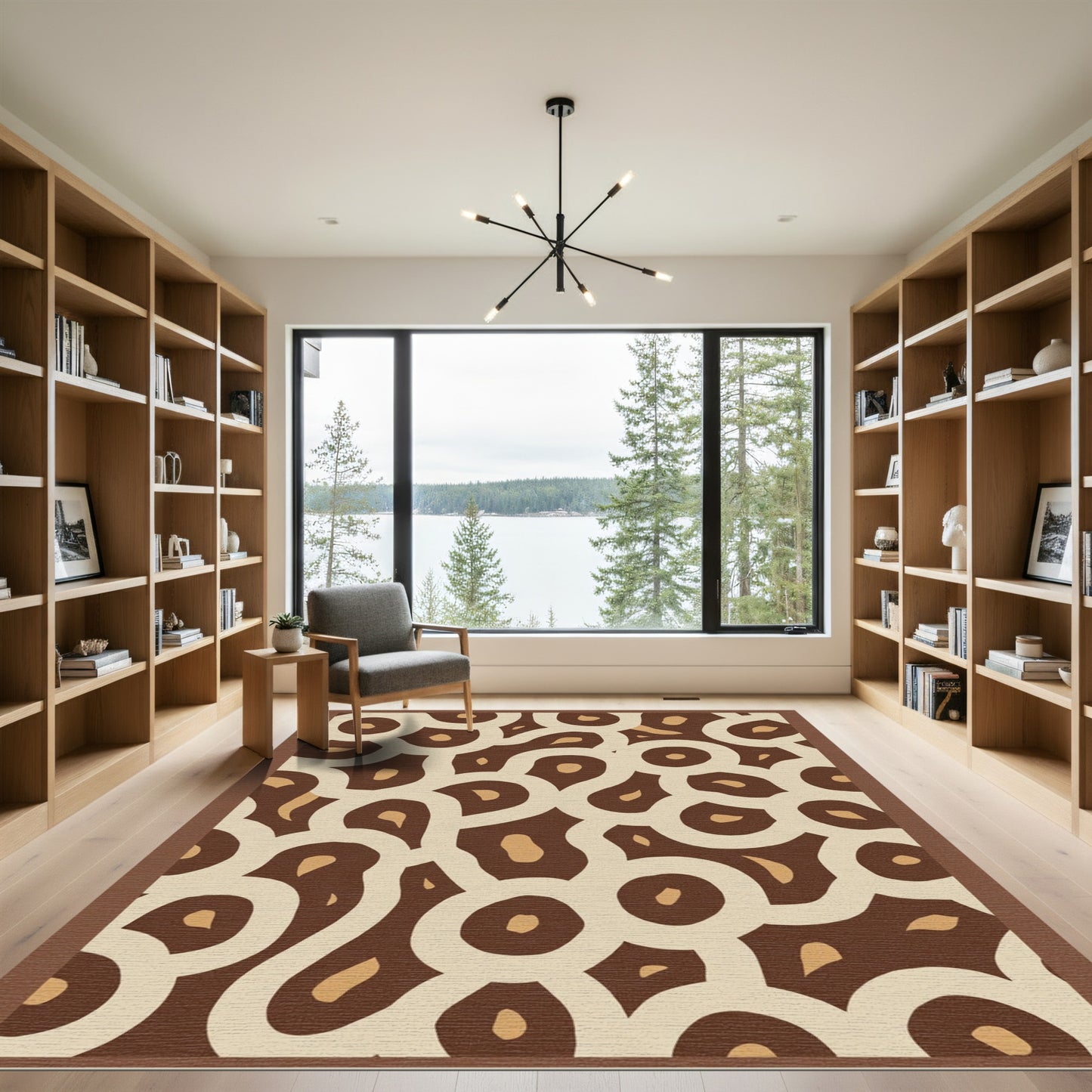 Cozy Organic Ochre Taupe Swirl Rug