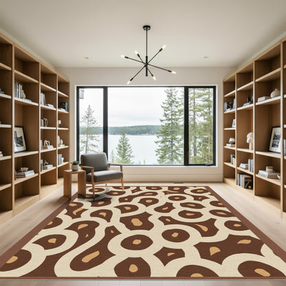 Cozy Organic Ochre Taupe Swirl Rug