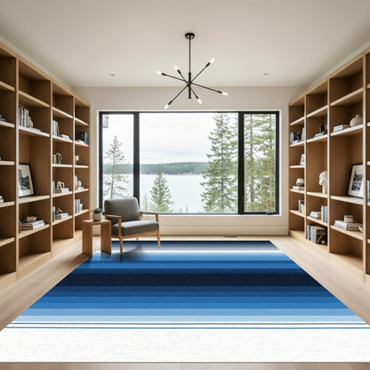 Deep Blue Gradient Horizontal Stripe Rug