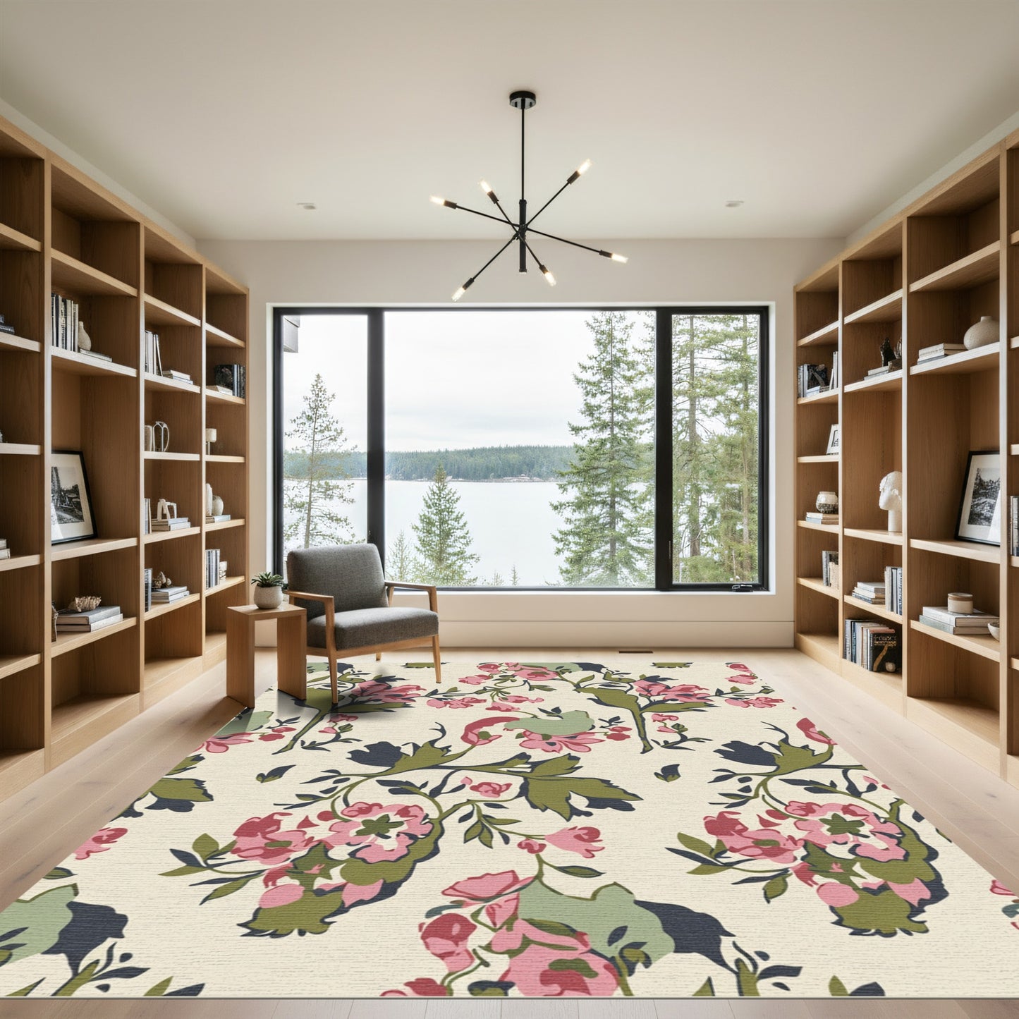 Terracotta Pink Floral Vine Romance Rug