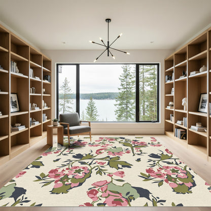 Terracotta Pink Floral Vine Romance Rug