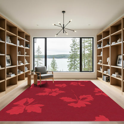 Crimson Red Floral Vine Repeat Rug