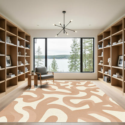 Taupe Swirl Organic Abstract Rug