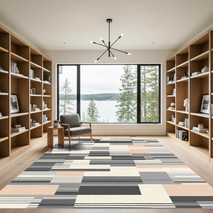 Modern Geometric Blocks Stripes Rug