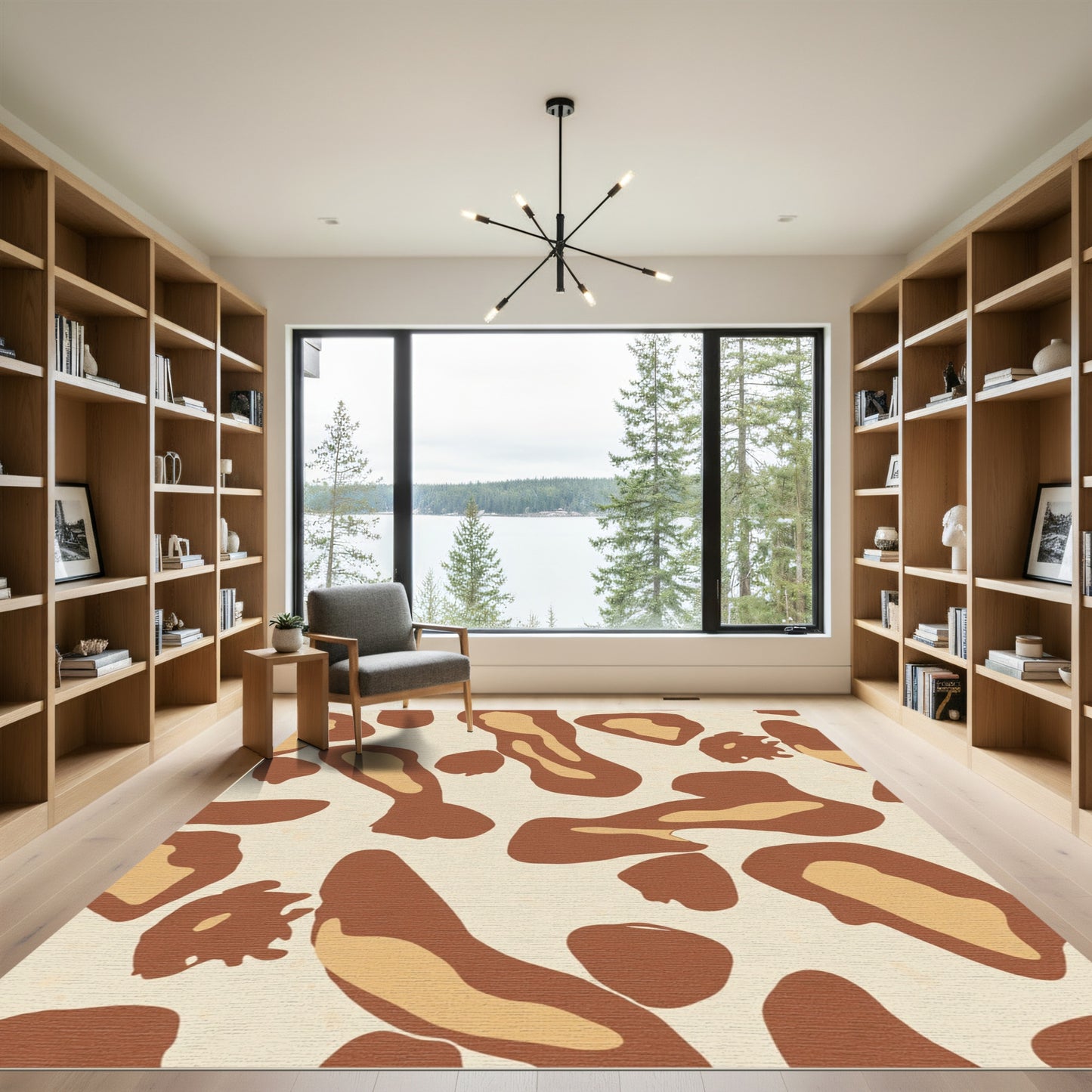 Neutral Brown Abstract Animal Spots Rug